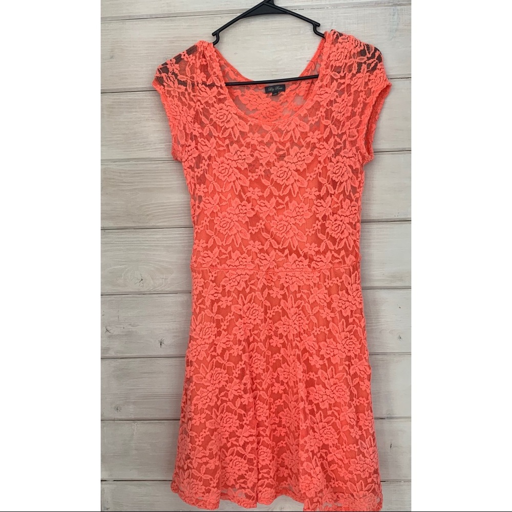 Coral peach pink fit and flare sun dress skater